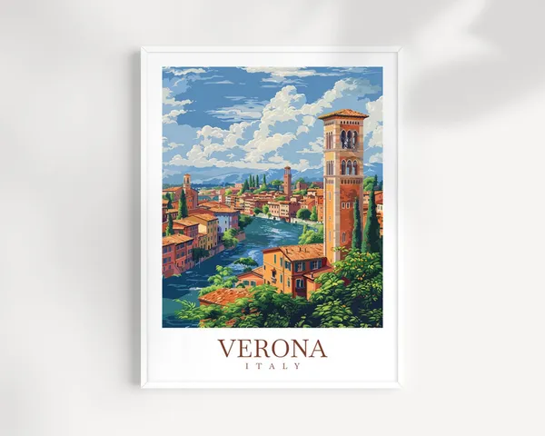 Verona Travel Poster, Italy Wall Art Print