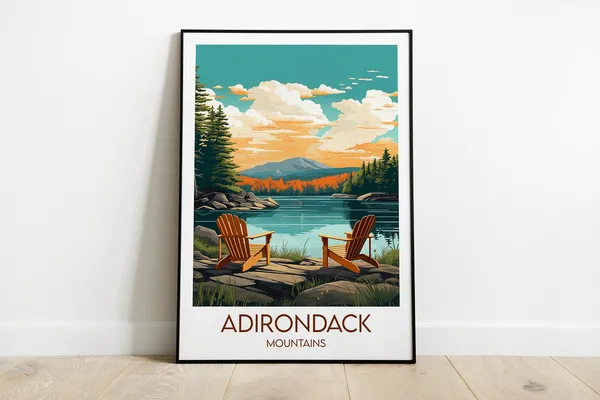 Adirondack Mountains Travel Poster, New York Travel