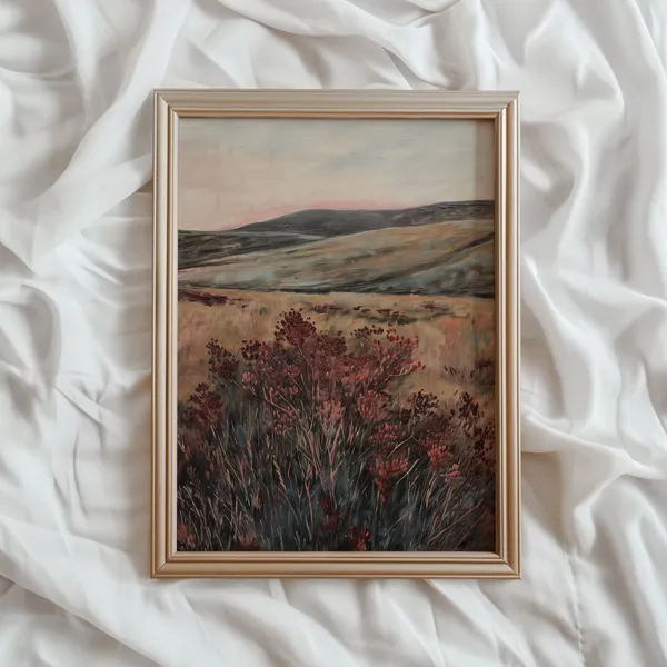 Moody Landscape Print, Vintage Pastoral Scenery