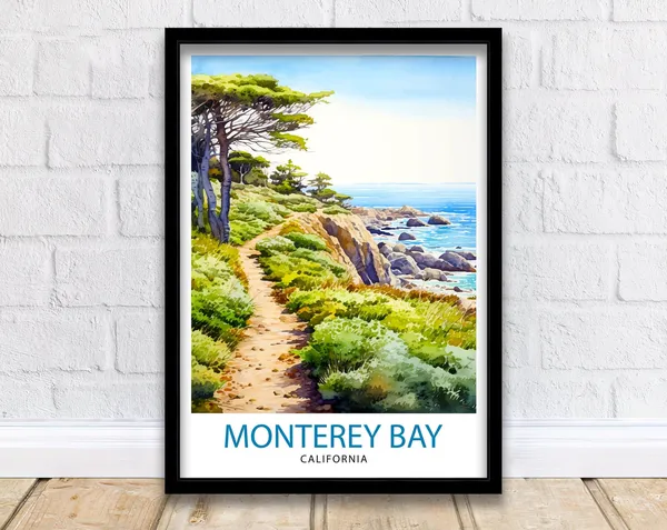 Monterey Bay California Travel Poster, Wall Decor