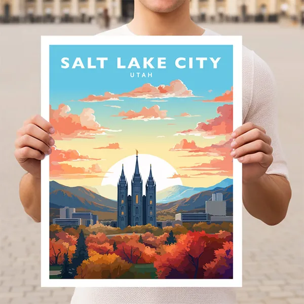Salt Lake City Utah Travel Poster, Utah Wall Art