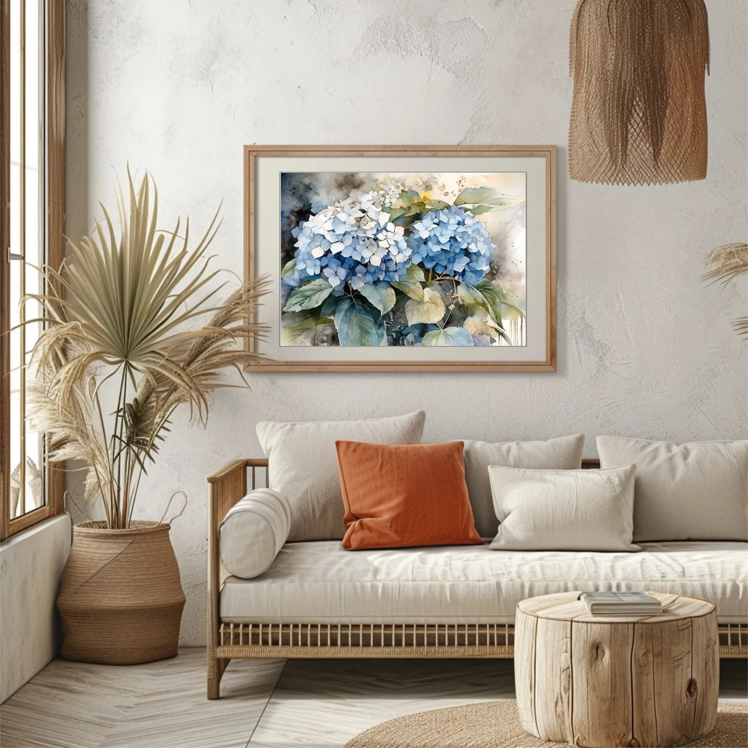 Blue Hydrangea Watercolor Botanical Art Print - Image 2