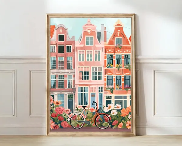 Amsterdam Illustration Travel Poster, Nursery Decor