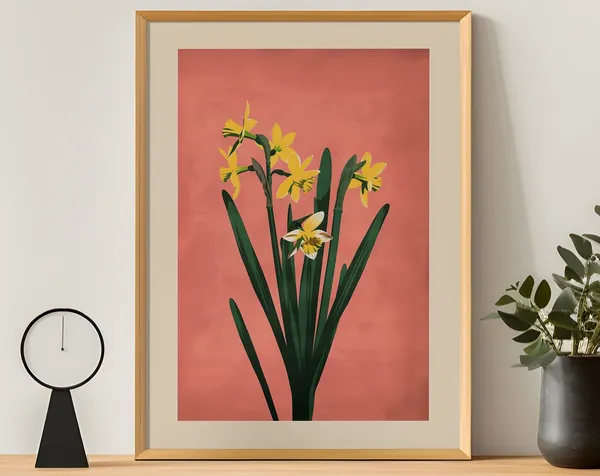 March Daffodils Botanical Print, Personalized Floral Art