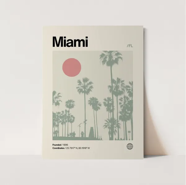 Miami Minimalist Mid-Century Modern Travel Poster
