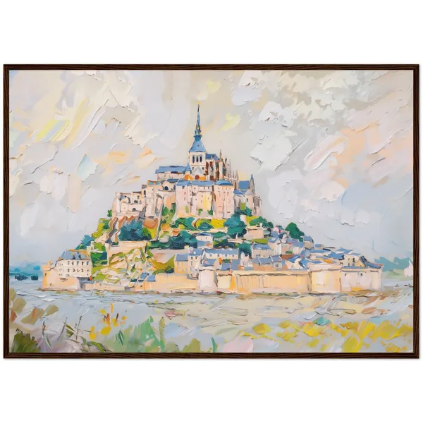 Mont Saint-Michel Oil Painting, France Travel Poster