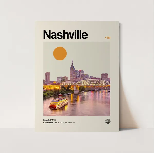 Nashville Minimalist Mid-Century Travel Poster Print