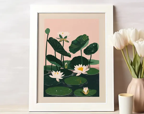 July Birth Flower Water Lily Personalized Botanical Art Print