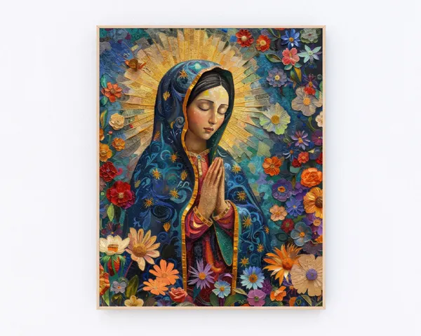 Mother of Mary Oil Painting Art Print, Catholic Prayer
