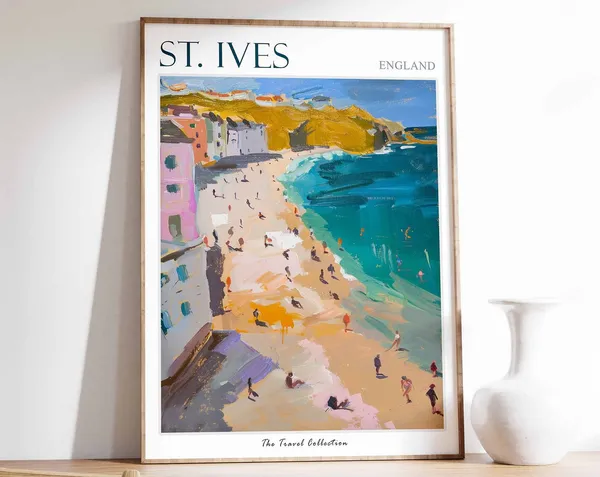 St Ives Travel Poster, Cornish Coastal Decor