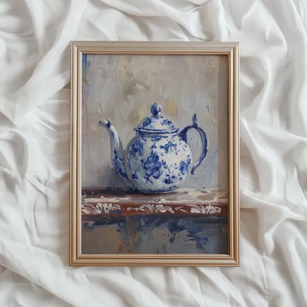 Rustic Teapot Vintage Farmhouse Wall Art Print
