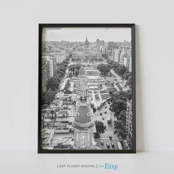 Buenos Aires Poster Print, Black and White Travel Art