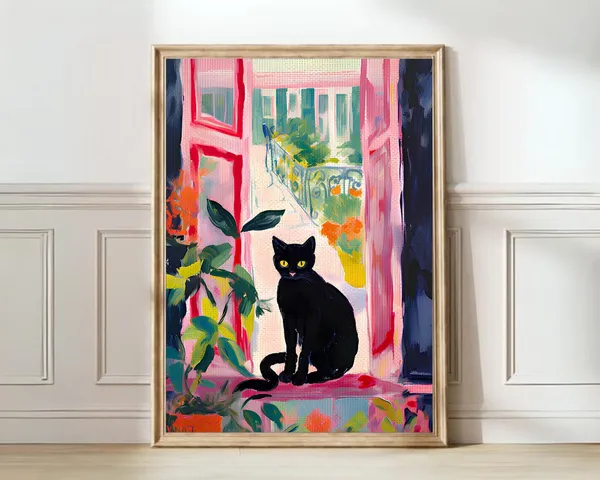 Cat in Open Window Matisse-Inspired Art Print