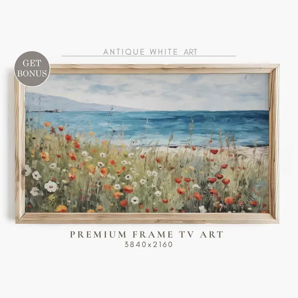 Coastal Wildflower Art Print, Colorful Summer Field