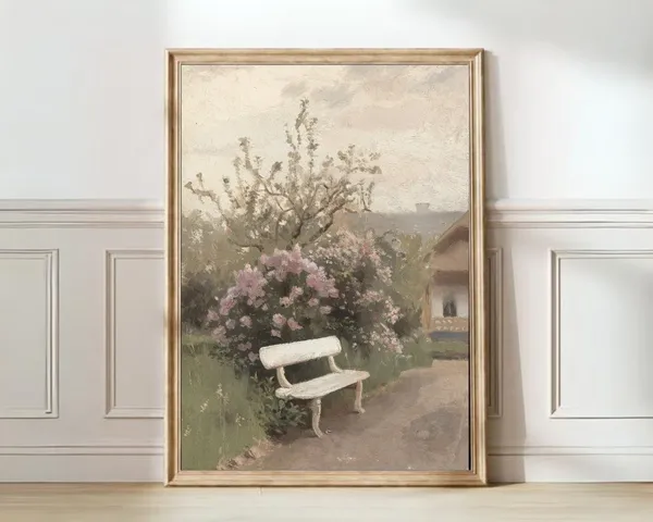 Vintage Meadow Landscape, Farmhouse Art Print