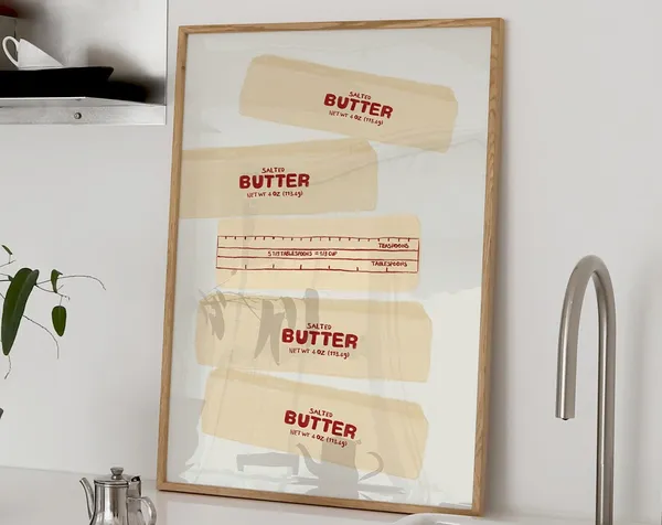 Butter Stick Print, Minimalist Kitchen Art