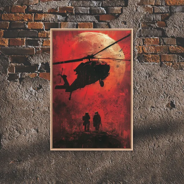 Full Moon Blackhawk Helicopter Extraction Poster Print