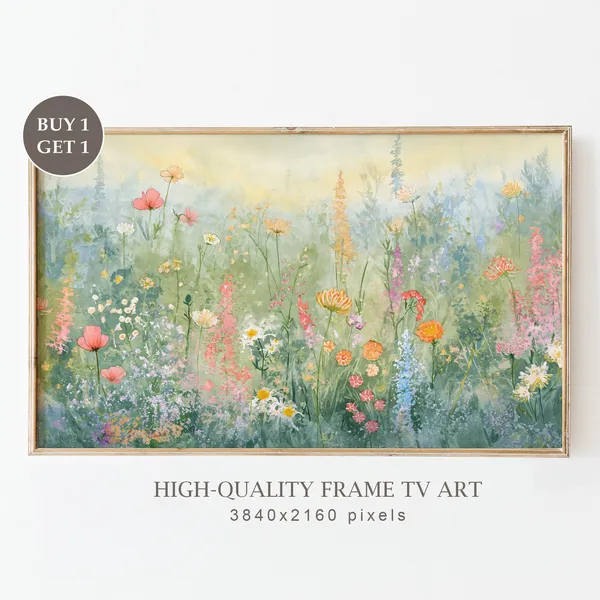 Summer Abstract Flowers Art Print, Vintage Floral