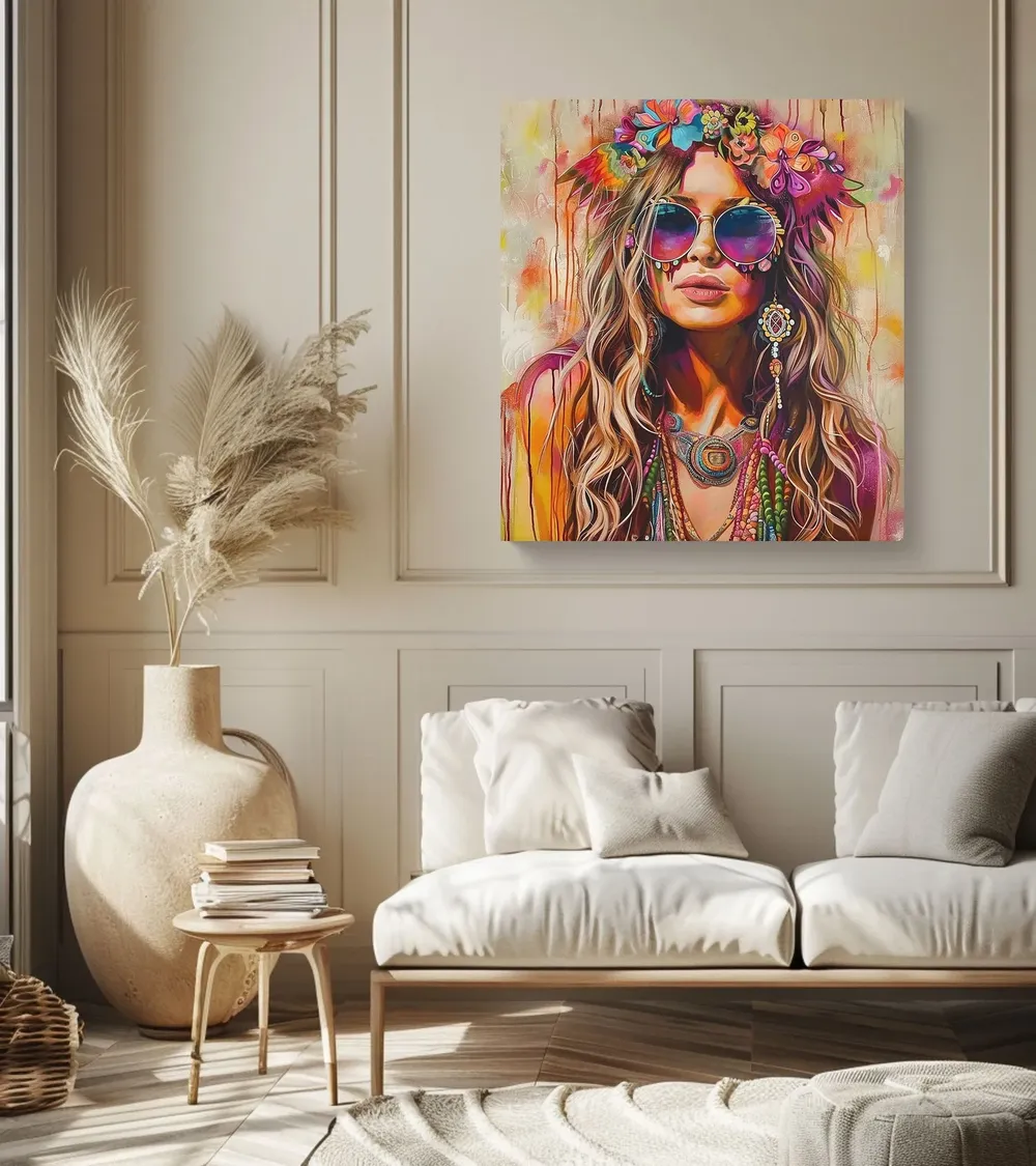 Boho Hippie Girl Art Print, Boho Home Decor - Image 2