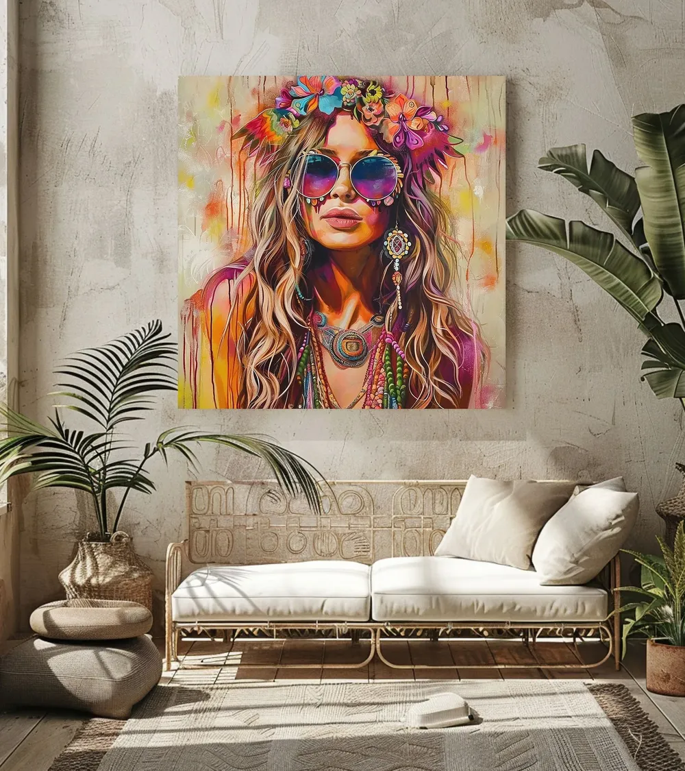 Boho Hippie Girl Art Print, Boho Home Decor - Image 3