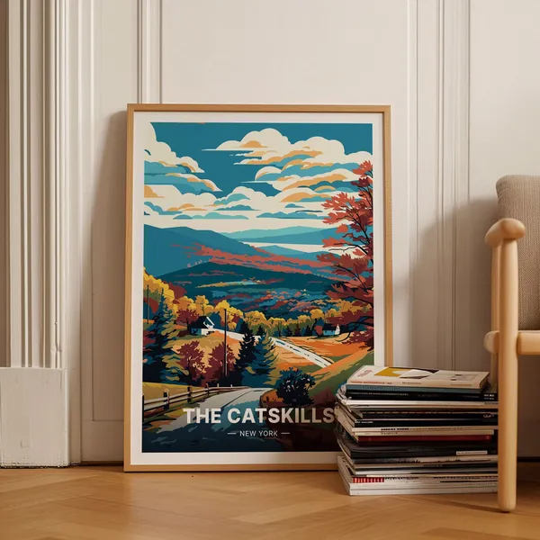 Catskills Travel Poster, New York State Landscape