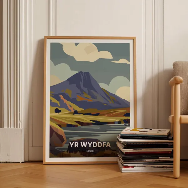 Yr Wyddfa Snowdonia Travel Poster, Wales Landscape