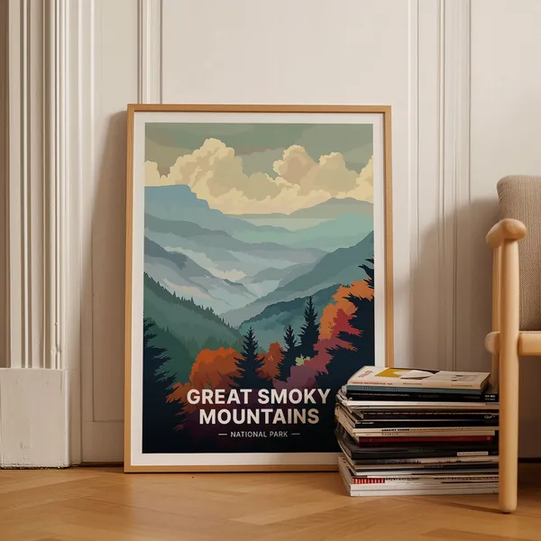 Great Smoky Mountains Travel Poster, Tennessee Nature Scene
