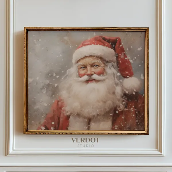 Vintage Santa Claus Print, Rustic Christmas Wall Art