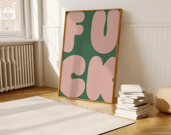 Fck Vibrant Swear Word Quote Print, Quirky Decor