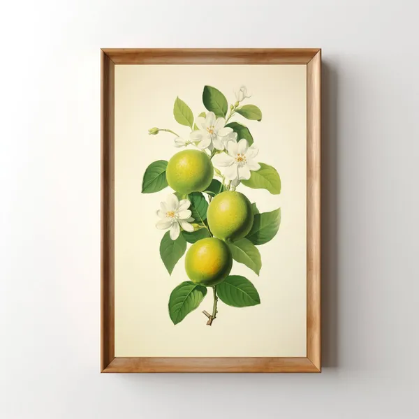 Vintage Limes Poster Print, Retro Citrus Artwork