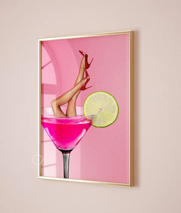 Cosmopolitan Cocktail Pink Drink Wall Art Print