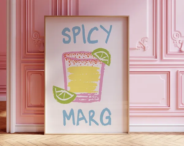 Spicy Marg Kitchen Cocktail Poster, Margarita Print
