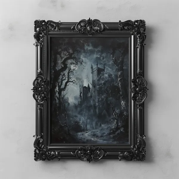 Gothic Haunted Castle Art Print, Dark Academia