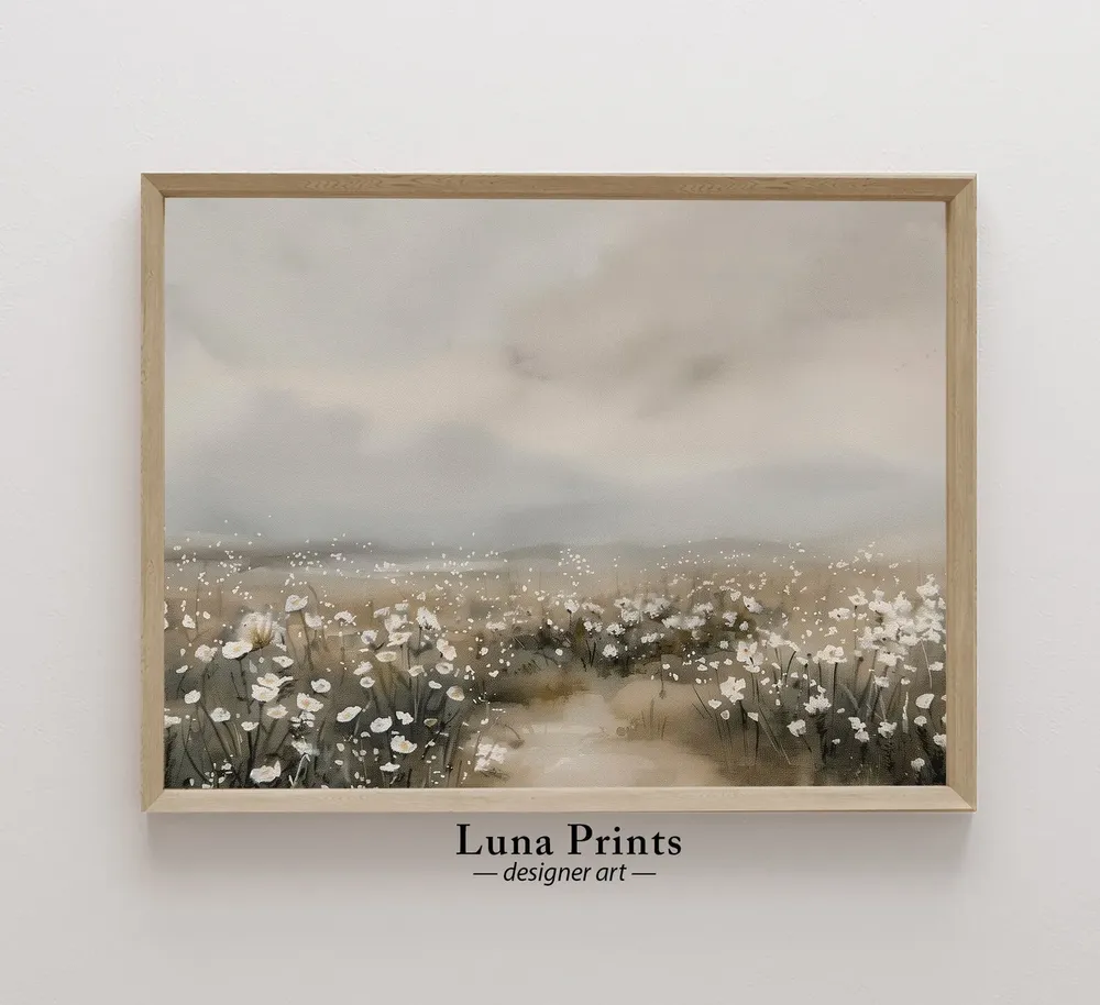 Summer Landscape Vintage Wildflowers Art Print