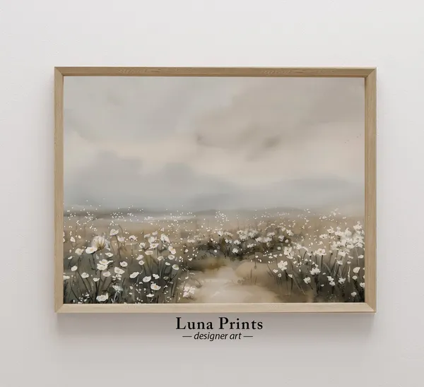 Summer Landscape Vintage Wildflowers Art Print