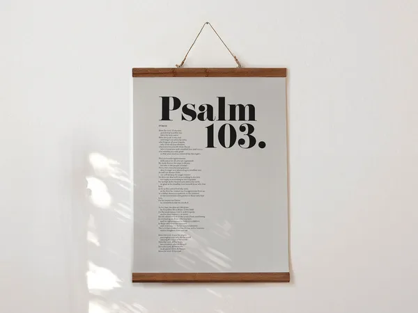 Psalm 103 Bible Verse Art Print, Simple Christian Decor