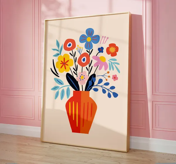 Flower Bouquet Poster, Botanical Wall Art Print