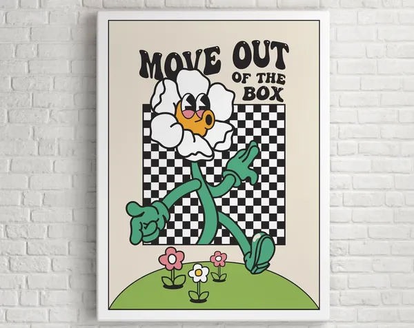 Move Out Of The Box Motivation Poster, Quote Print