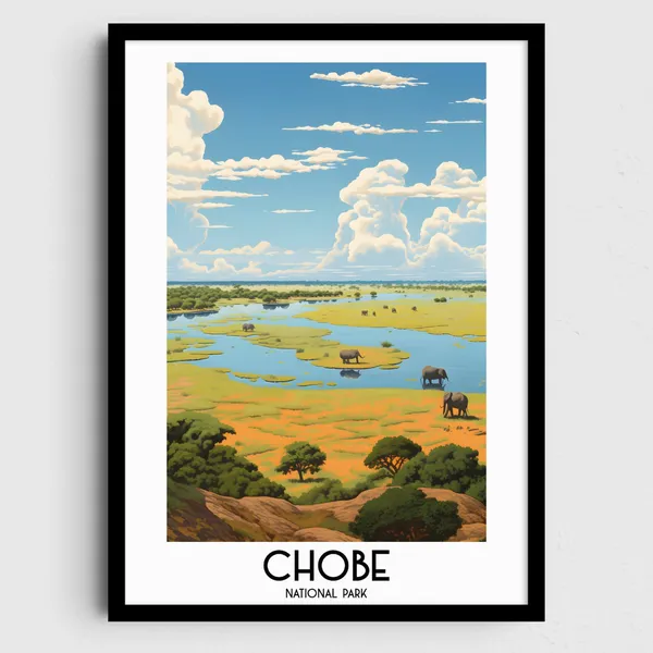 Chobe National Park Travel Poster, Botswana Painting