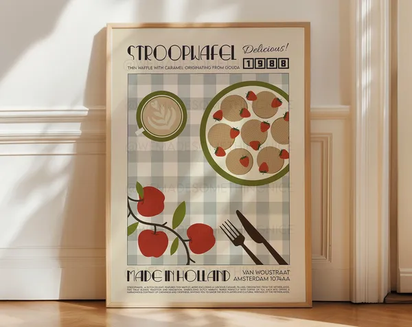 Stroopwafel Poster, French Retro Scandinavian Kitchen