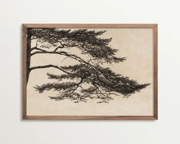 Vintage Pine Tree Sketch Poster Print, Cottagecore Decor