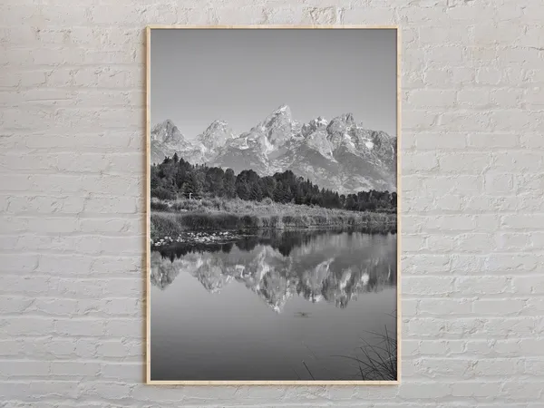 Black And White Jackson Hole Travel Poster, Wyoming