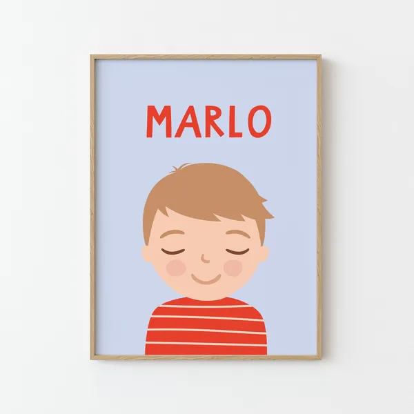 Personalized Boy Portrait Illustration Poster for Kids