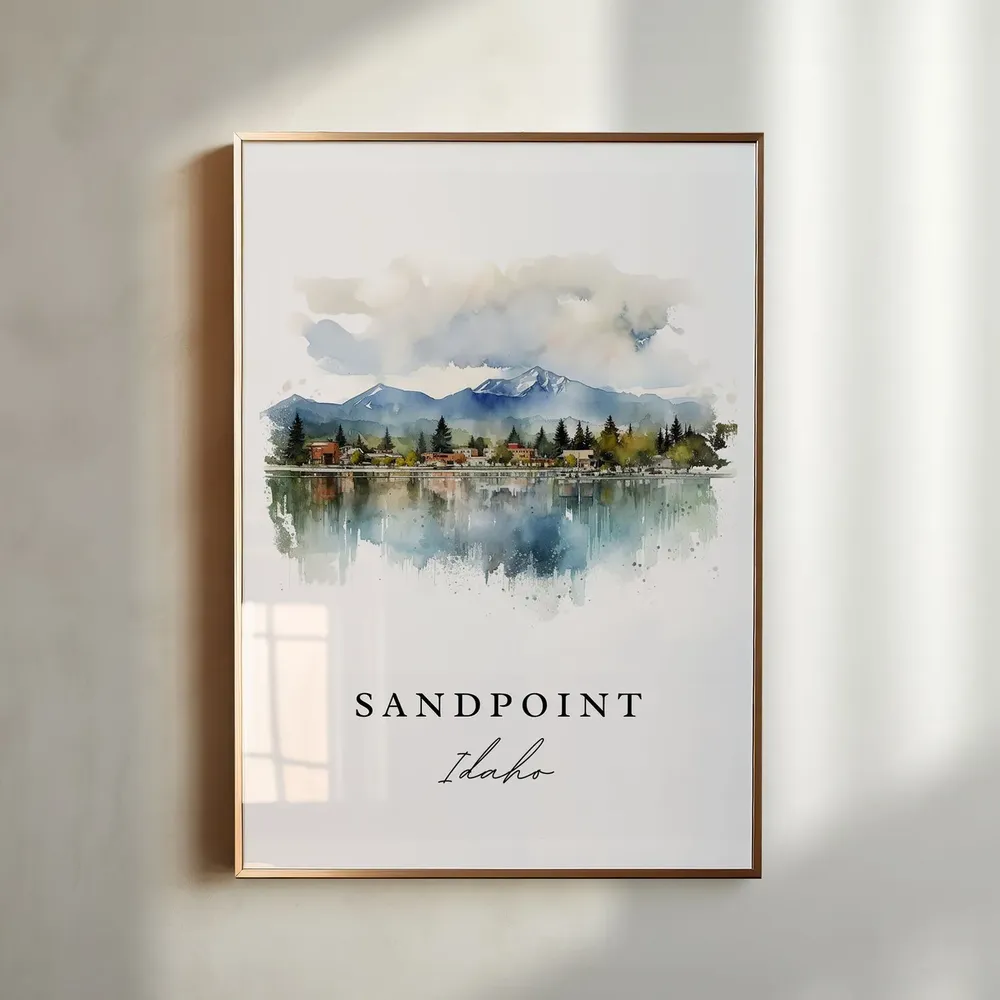 Sandpoint Traditional Travel Poster, Idaho Custom Text