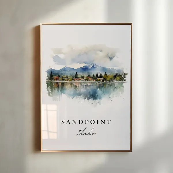 Sandpoint Traditional Travel Poster, Idaho Custom Text