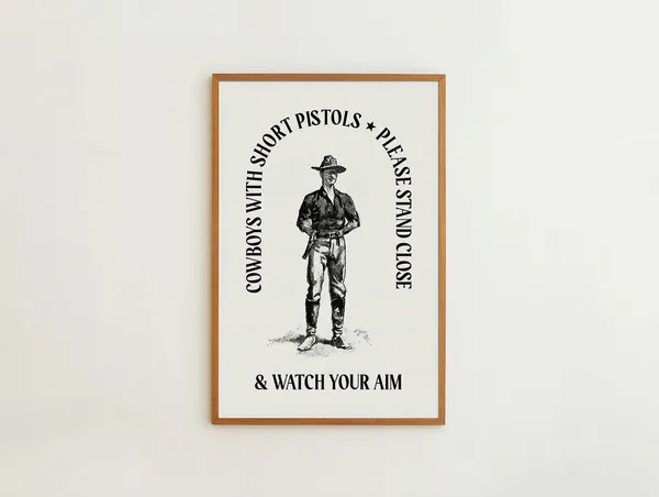 Bathroom Cowboy Retro Toilet Humor Art Print