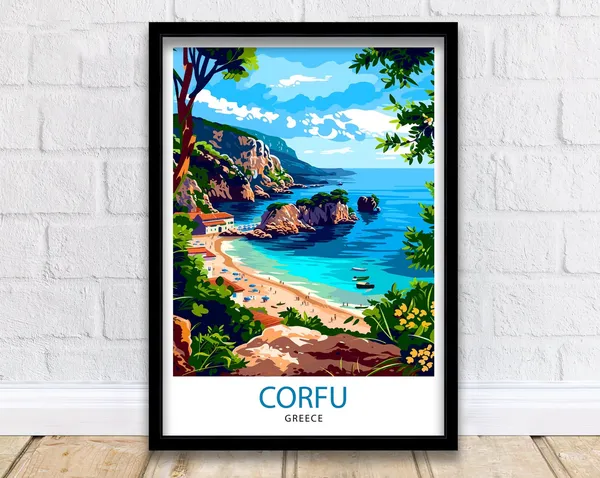 Corfu Greece Travel Print, Mediterranean Travel Poster