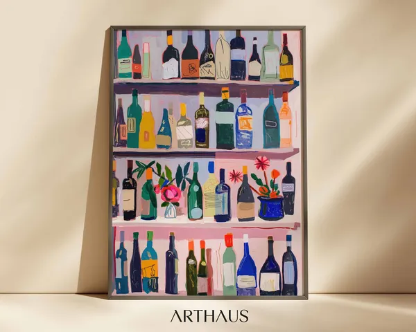 Maximalist Bottle Art Print, Bar Cart Wall Decor