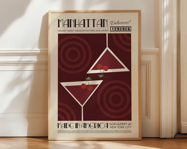 Manhattan Kitchen Cocktail Poster, Mid-Century Modern