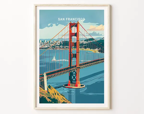 San Francisco Travel Poster, Golden Gate Bridge